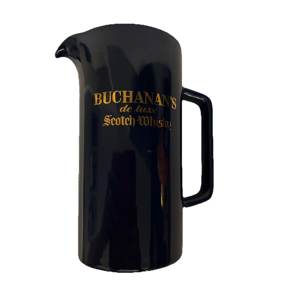 Buchanan's De Luxe Label Fine Scotch Whiskey Pitcher Jug Blue London 7"